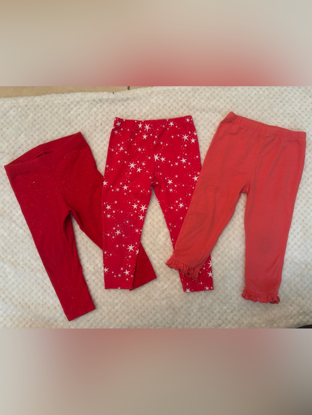 Calvin Klein & Cat and Jack Coral Orange Red Patriotic Stars Leggings 18mo